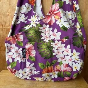 Nani Island Purple Floral Hobo Bag Canvas